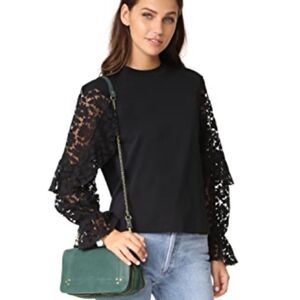 Stella and Dot Belle Black Lace Bell Sleeve Blouse XS